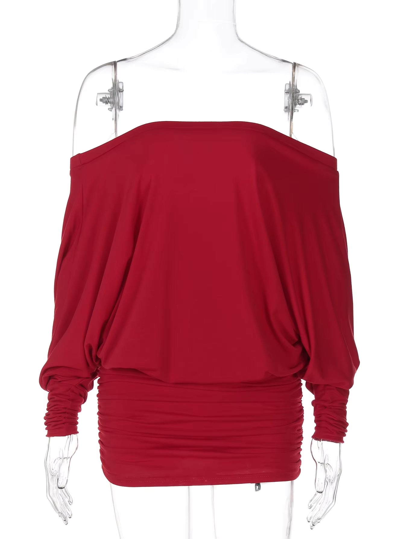 Women Fashion Slash Neck Long Sleeve Sexy Oversize Pleasted Mini Dress Autumn Winter Y2K Clothes Party Streetwear Club