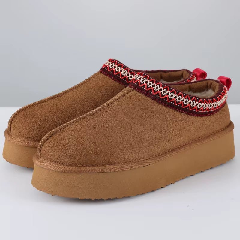 Thick Sole Plush Snow Boots Faux Suede Snow Boots for Women Warm Fuzzy Comfy Home Shoe Indoor Outdoor Women Snow Boots