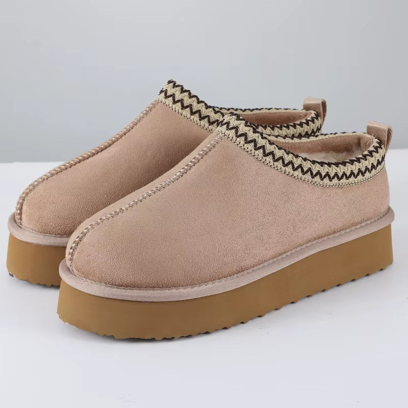 Thick Sole Plush Snow Boots Faux Suede Snow Boots for Women Warm Fuzzy Comfy Home Shoe Indoor Outdoor Women Snow Boots