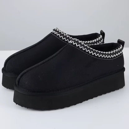 Thick Sole Plush Snow Boots Faux Suede Snow Boots for Women Warm Fuzzy Comfy Home Shoe Indoor Outdoor Women Snow Boots