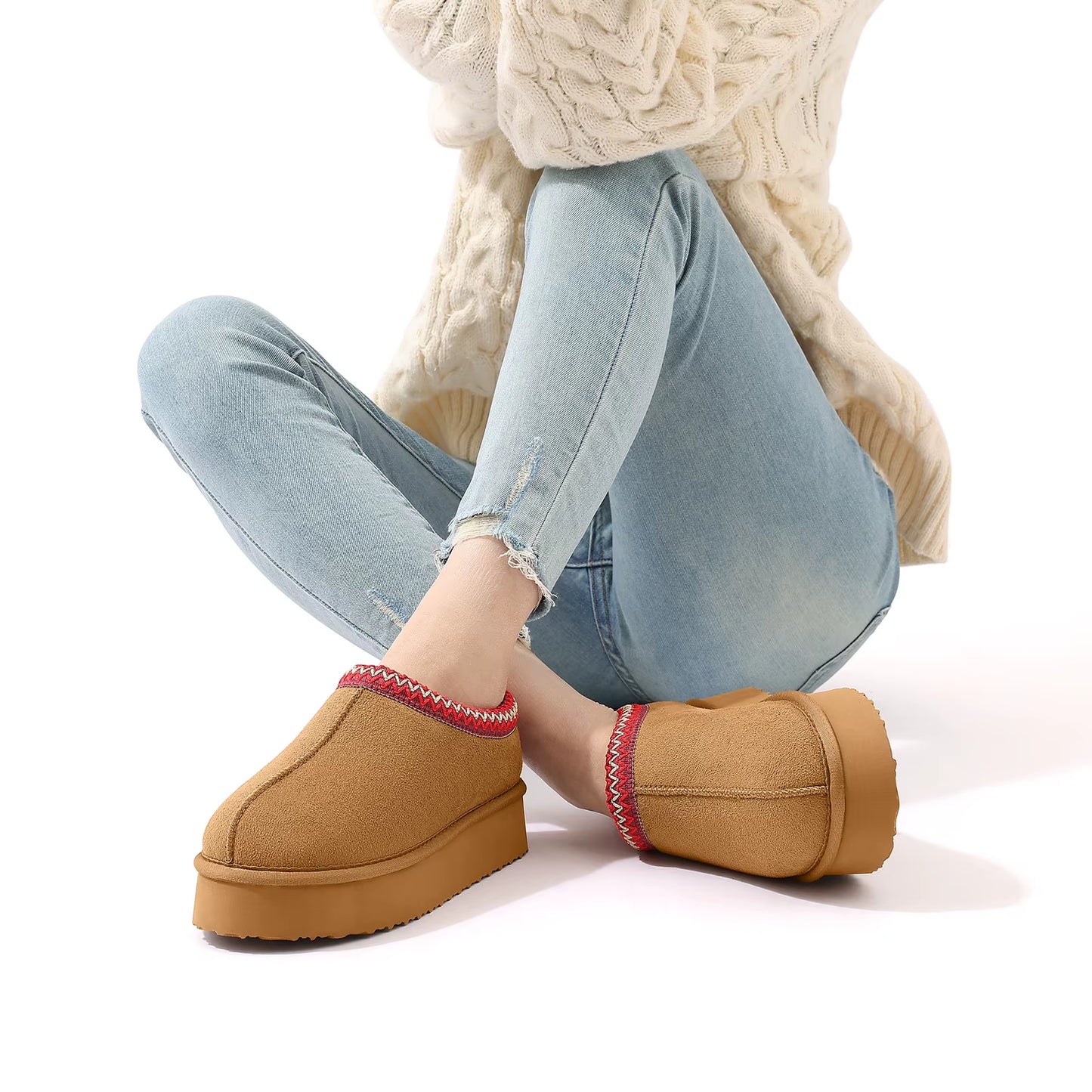 Thick Sole Plush Snow Boots Faux Suede Snow Boots for Women Warm Fuzzy Comfy Home Shoe Indoor Outdoor Women Snow Boots